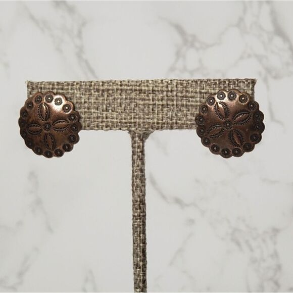 COPPER Southwestern Style Pierced Earrings - Picture 2 of 7